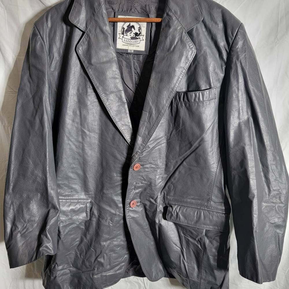 Classic Gray Leather Jacket for Men